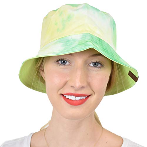C.C Unisex 100% Cotton Packable Reversible Tie Dye Bucket Sun Hat - color: Mint/Lime