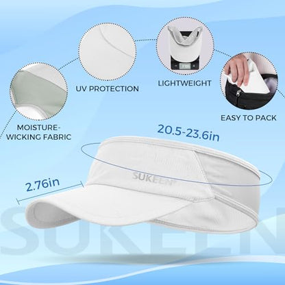 Sukeen Lightweight Sports Sun Visor Hat for Men Women - color: White