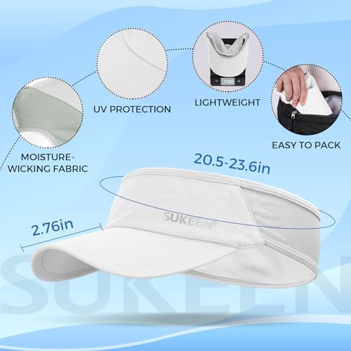 Sukeen Lightweight Sports Sun Visor Hat for Men Women - color: White