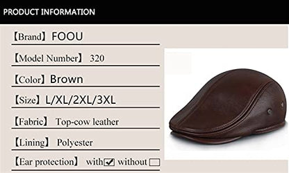 Berets Men's Outdoor Leather hat Winter Male Warm Ear Protection Cap 100% Genuine Leather hat Leisure…