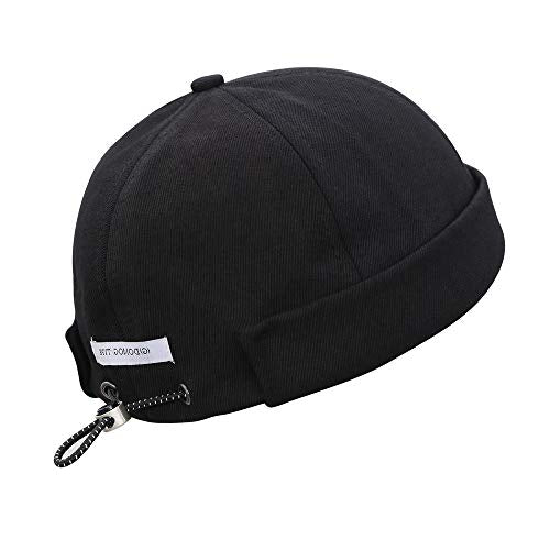 jerague Beanie Hat for Men Women Brimless Cuffed Hat Skullcap Watch Cap Adjustable - color: F-black/Gray