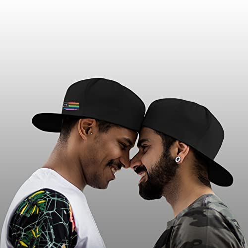 Snapback Hats for Men Flat Bill Black Adjustable Baseball Cap Trucker Hat for Dad American Flag Pirate Skull Caps Cool - color: Pride American Flag
