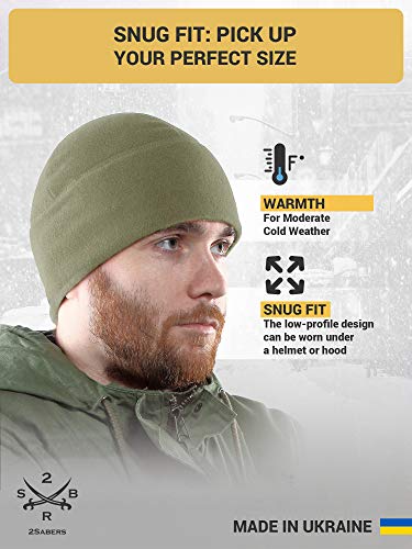2SBR 2SABERS Fleece Winter Warm Watch Cap - Mens Outdoor Skull Beanie Hat - color: Olive Green, size: Medium