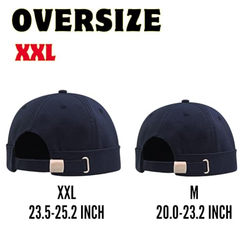 Docker Cap XXL Brimless Hat Oversize Retro No Brim Hats Plus Size Snapback Beanie - color: Dark Blue