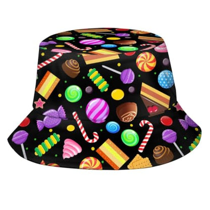 Bucket Hat Funny Duck Fisherman Hat Travel Beach Sun Hat Outdoor Cap for Men Women Adults - color: Toffee Candy Dessert1