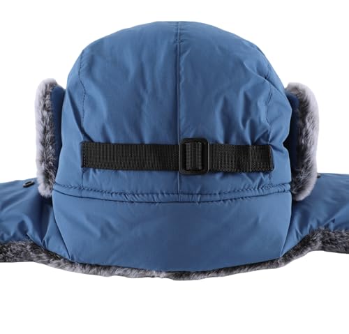 Connectyle Trapper Hat for Men Women Faux Fur Trooper Trapper Winter Hat with Ear Flaps Waterproof Ushanka Hunting Hats - color: Blue