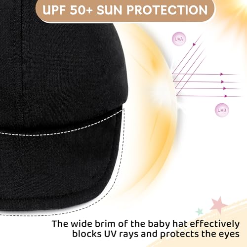 Durio Baby Baseball Cap UPF 50+ Infant Sun Hat Elastic Back 0-12 Months - color: A Black, size: 3-6 Months