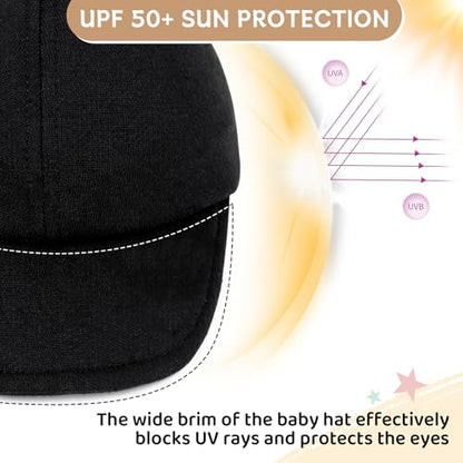 Durio Baby Baseball Cap UPF 50+ Infant Sun Hat Elastic Back 0-12 Months - color: A Black, size: 6-12 Months