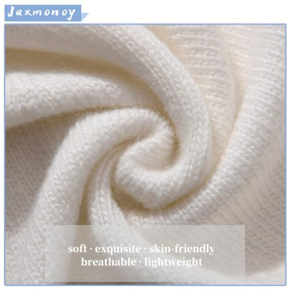 jaxmonoy Slouchy Knit Beanies Winter Hats for Women Men Soft Warm Reversible Slouch Cuffed Skull Knitted Beanie Cap - color: White