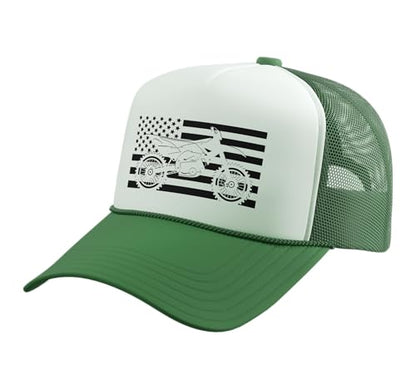Dirt Bike Motocross Trucker Hat with Adjustable Mesh Back - color: Kelly Green/White