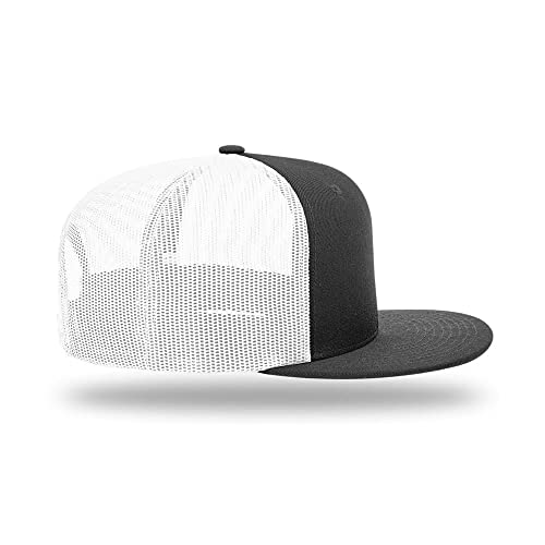 Richardson 511 Wool Blend Flatbill Trucker Snapback Adjustable Cap - color: Black/White