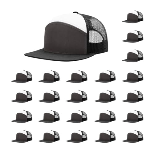 Richardson 168 Hi-Pro 7 Panel Adjustable Snapback Trucker Mesh Back Cap - color: Charcoal/Black/White