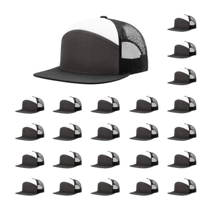 Richardson 168 Hi-Pro 7 Panel Adjustable Snapback Trucker Mesh Back Cap - color: Charcoal/Black/White