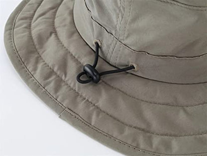 Connectyle Kids Sun Hat for Boys Girls Wide Brim Bucket Hat UPF 50+ Sun Protection Hat Breathable Summer Beach Hat - color: Army Green