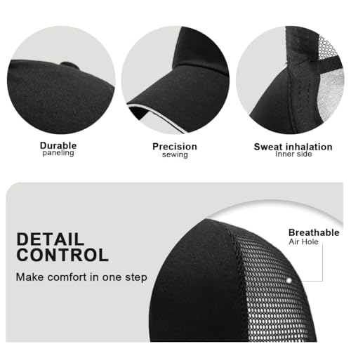 24Pack Baseball Cap Blank Trucker Hats Bulk Wholesale Hats Adjustable Plain for Men Women - color: Black-mesh