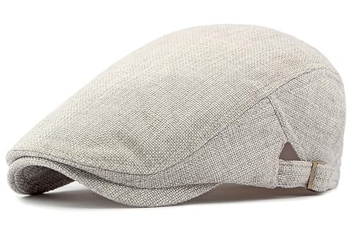 DIYDECAL Mens Flat Cap Newsboy Cap Adjustable Ivy Driving Scally Hat for Men Women - color: Light Grey