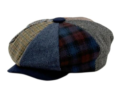 EPOCH Men's Newsboy Cap 8 Panel Wool Blend Gatsby Hat Vintage Big Apple Flat Cap Classic Driving Hat - color: Patch 1