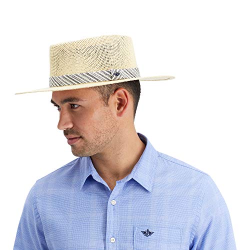 Dockers Men's Straw Fedora and Panama Hat - color: Navy Gambler, size: Small-Medium