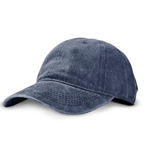 Unisex Vintage Washed Baseball Cap | Low Profile Soft Top Unstructured Cotton Baseball Cap | Adjustable Size Vintage Buckle - color: A02- Navy