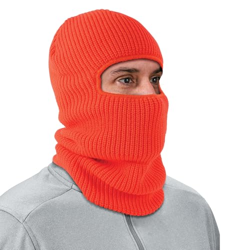 Ergodyne Unisex Adult N-ferno 6829 Freezer Balaclava Face Mask - 2-Layer, Acrylic Rib Knit - color: Orange