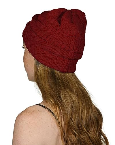 Gravity Threads Knit Soft Stretch Beanie Cap - color: Wine