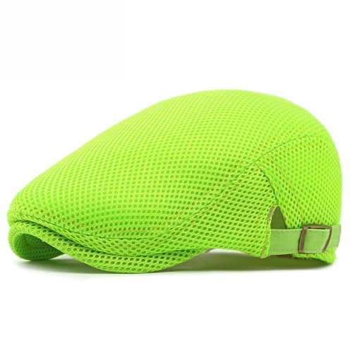 Lifup Unisex Mesh Newsboy Hat Breathable Summer Flat Cap - color: Neon Green