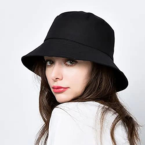 Unisex Bucket Hat Beach Sun Hat Aesthetic Fishing Hat for Men Women Teens, Reversible Double-Side-Wear - color: Black