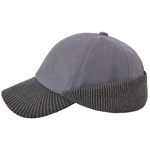 LCZTN Wool Winter Baseball Cap with Warmer Earflap for Men ＆ Women Outdoor Ski Visor Beanie Hat - color: Grey