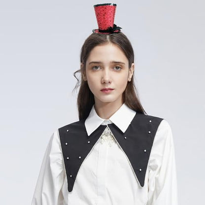WLBON Halloween Mini Top Hat Headband 1920s Bow Sequins Hair Hoops Bands Fascinator Headpiece Hairband Women Christmas Holiday Festival Parade Cosplay Dress Up Birthday Tea Party Accessories Red - color: Red Tone