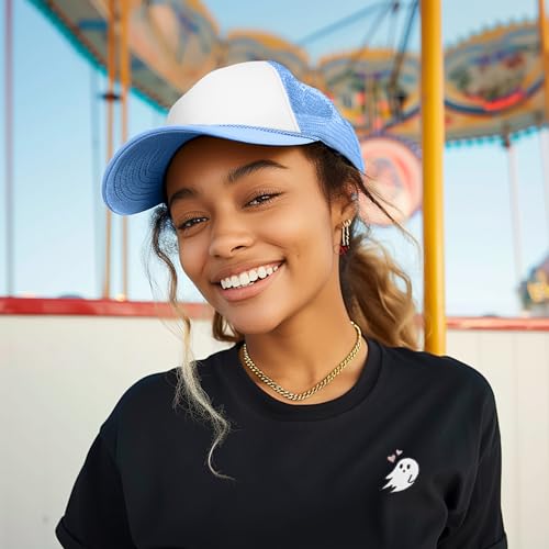 DALIX Two Tone Trucker Hat Summer Mesh Cap with Adjustable Snapback Strap - color: Light Blue, size: One Size