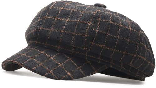 Newsboy Caps for Women Classic Beret Hats Autumn Winter Cap - color: E-black