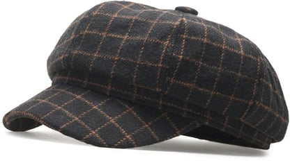 Newsboy Caps for Women Classic Beret Hats Autumn Winter Cap - color: E-black