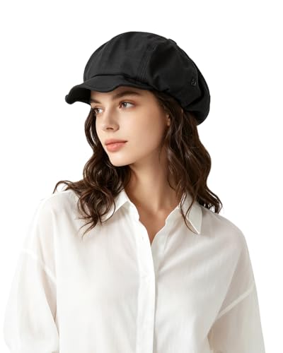Suillty French Style Beret Caps for Women Girls Casual Solid Painter Caps Newsboy Hat - color: Black