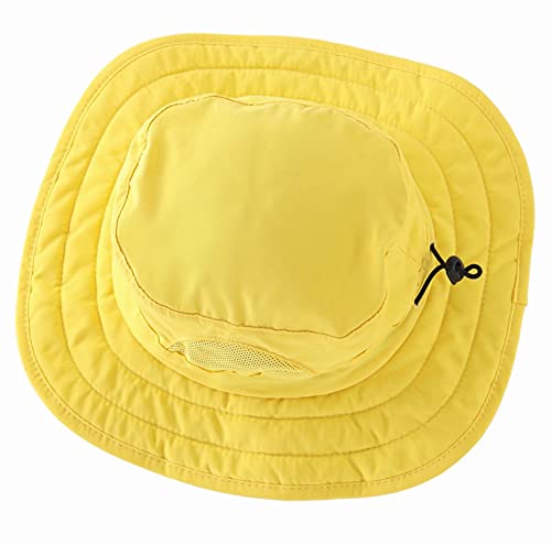 Connectyle Kids Sun Hat for Boys Girls Wide Brim Bucket Hat UPF 50+ Sun Protection Hat Breathable Summer Beach Hat - color: Yellow