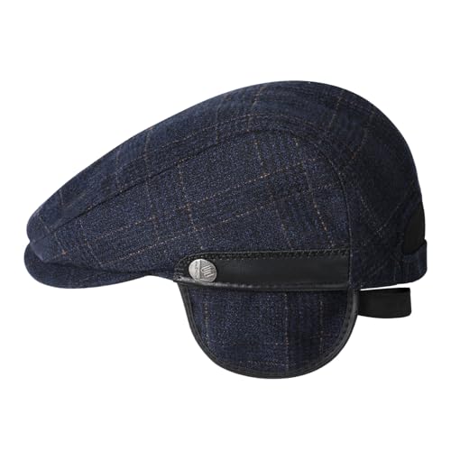 Sumolux Mens Newsboy Hat Flat Cap Gatsby Lvy Irish Hats Driving Cabbie - color: B Navy Blue Plaid