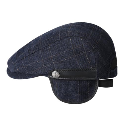 Sumolux Mens Newsboy Hat Flat Cap Gatsby Lvy Irish Hats Driving Cabbie - color: B Navy Blue Plaid