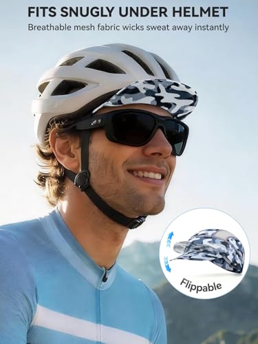 Hikenture Cycling Cap,Cooling Skull Cap Bike Hat with Sun Visor, Summer Breathable Helmet Liner Biking Cap for Men Women - color: Greycamo