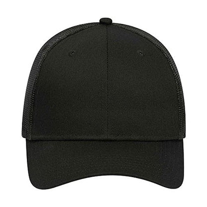 Ashen Fane 6 Panel Blend Twill Structured Low Profile Mesh Back Snapback Trucker Hat - color: Black