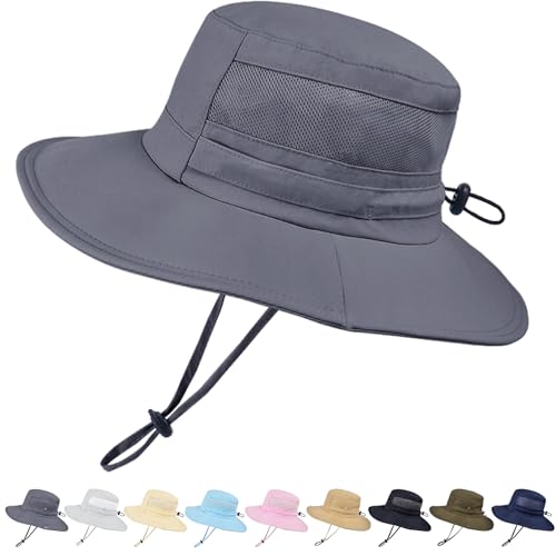 Sun Hat for Men/Women, UPF 50+ Fishing Hat,Waterproof Wide Brim Bucket Hat Foldable Boonie Hat for Hiking Garden Safari Beach - color: Dark Grey