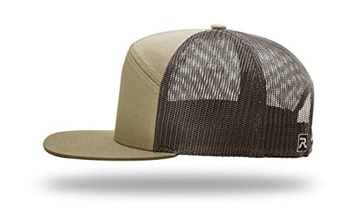 Seven-Panel Trucker Richardson Leather Patch Cap - color: Pale Khaki/Brown, size: One Size