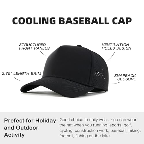 BOTVELA Men Adjustable Snapback Laser Cut Mesh Baseball Cap - color: Black