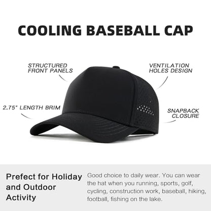 BOTVELA Men Adjustable Snapback Laser Cut Mesh Baseball Cap - color: Black
