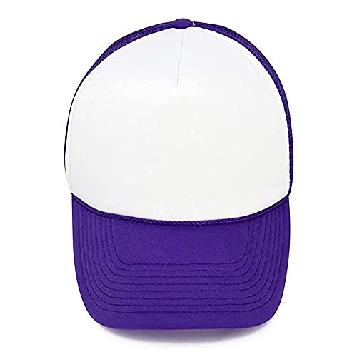 MR.R Sublimation Blanks Polyester Mesh Cap Mesh Hat Two Tone Trucker Summer Mesh Cap with Adjustable Snapback,2pcs per Pack - color: Purple