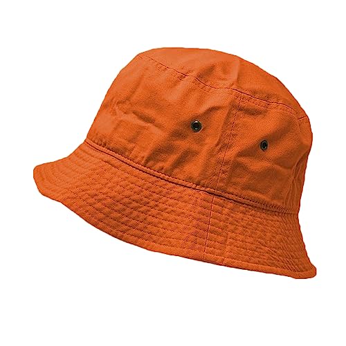Glory Max Unisex Solid Color 100% Cotton Bucket Hat Small Brim Packable Travel Summer Beach Hat - color: Orange, size: Large-X-Large