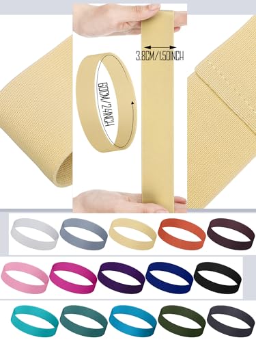 Liitrsh 15 Pcs Stretchable Hat Bands Ribbon for Panama Hats - color: Light Colors