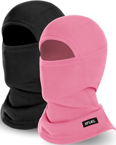 Ski Mask Balaclava for Men Women Windproof Thermal Winter Full Face Mask Cold Weather Skiing Snowboarding Neck Gaiter - color: Black+rose Pink