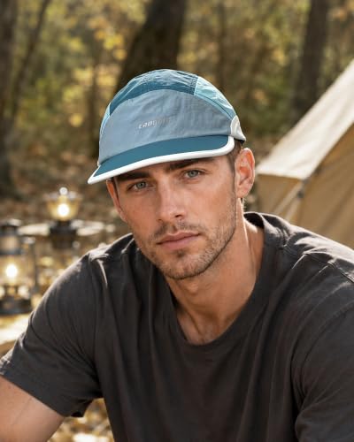 Clakllie Multicolor Short Brim Cap for Men Quick Dry 5 Panel Running Hat - color: Crsb09-aquablue