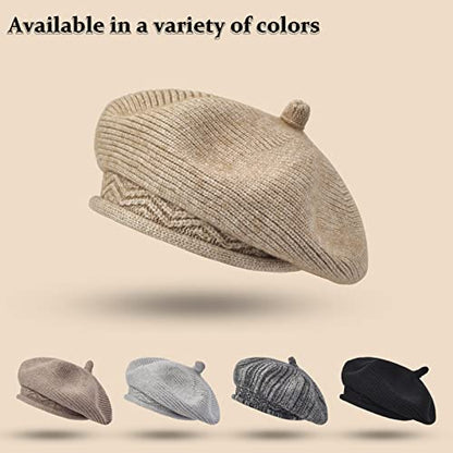 FENELY Beret Hat for Women, French Style Beanie Winter Fashion Warm Thickened Lining Knit Cap - color: Beige