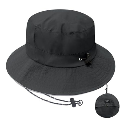 PFFY Waterproof Bucket Hats for Men Women Packable Sun Hat for Outdoors - color: Solid Darkgray