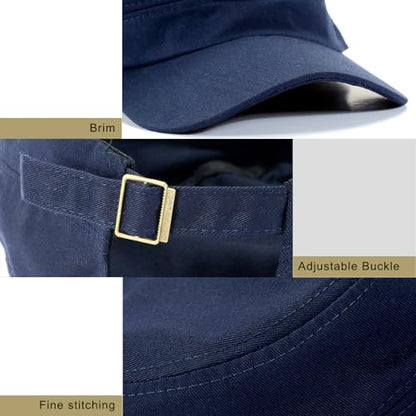 Cadet Army Cap Military Style Hats Flat Top Cap Baseball Hat for Men Women - color: Blue